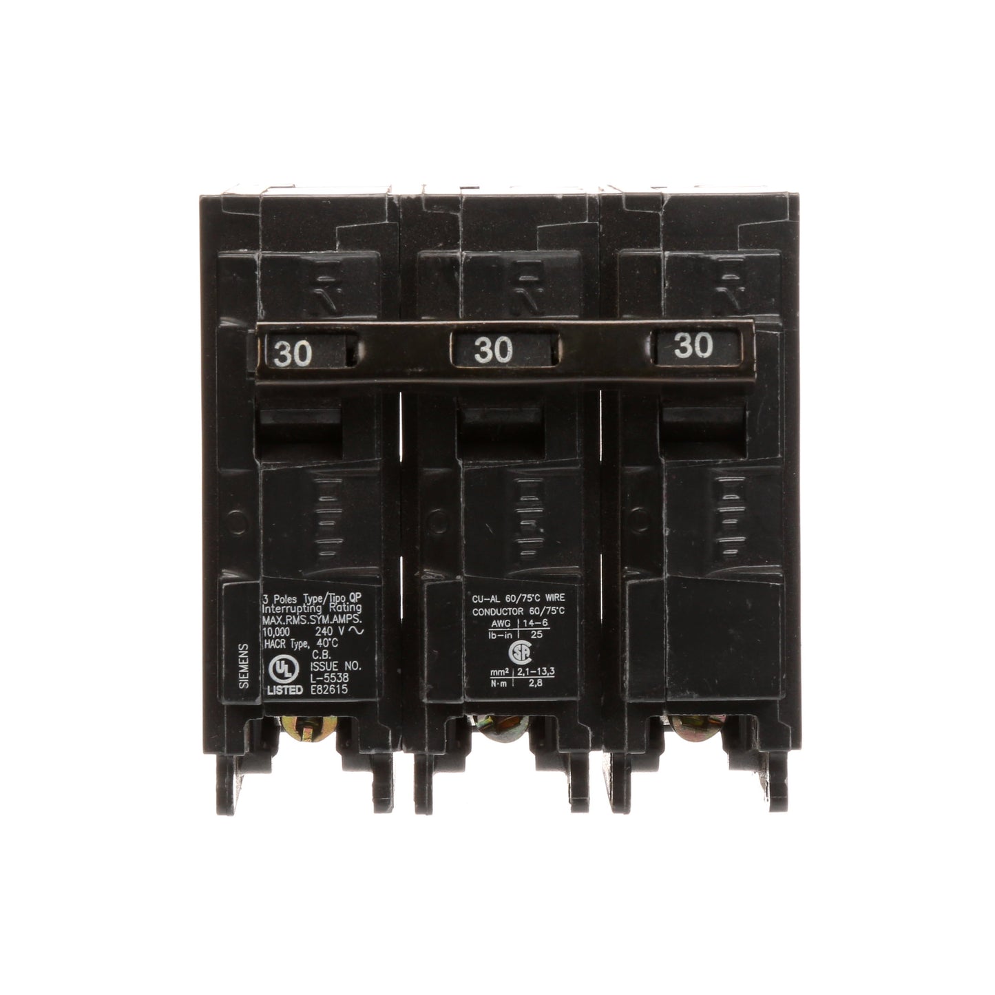 Siemens Q330 Circuit Breaker | 240VAC 30A 3P 10kA@240V Plug-In Q Series