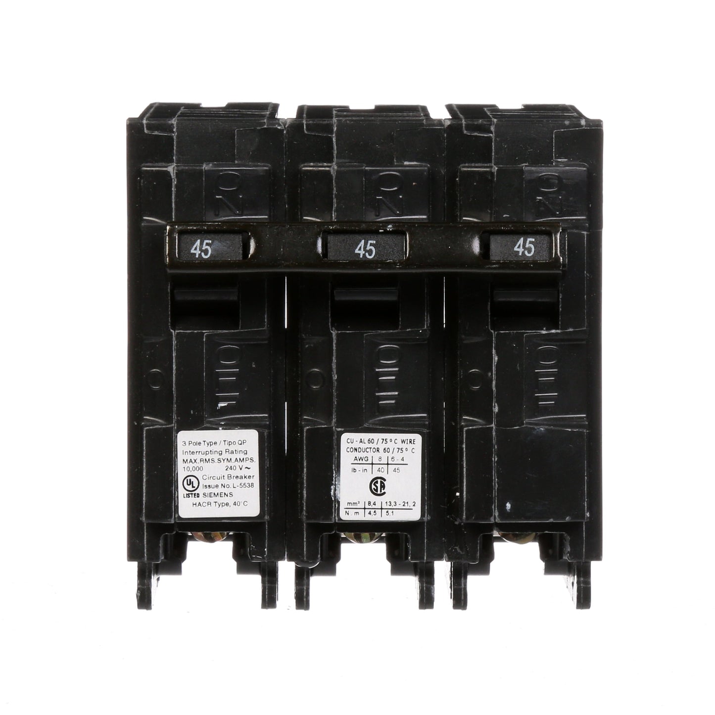 Siemens Q345 Circuit Breaker | 240V 45A 3P 10kA@240V Plug-In Q Series