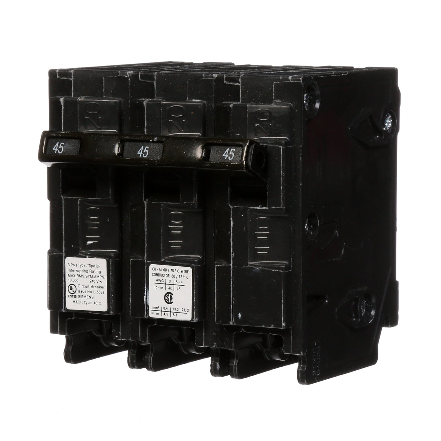 Siemens Q345 Circuit Breaker | 240V 45A 3P 10kA@240V Plug-In Q Series