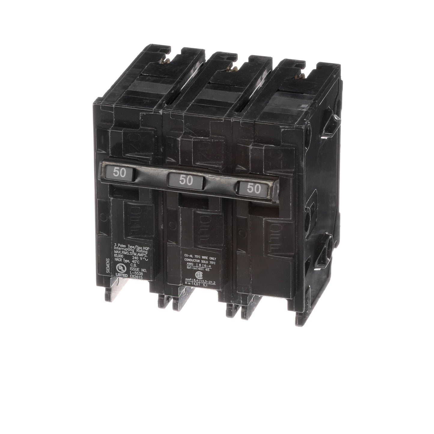 Siemens Q350HH Circuit Breaker | 240V 50A 3P 65kA@240V Plug-In Q Series