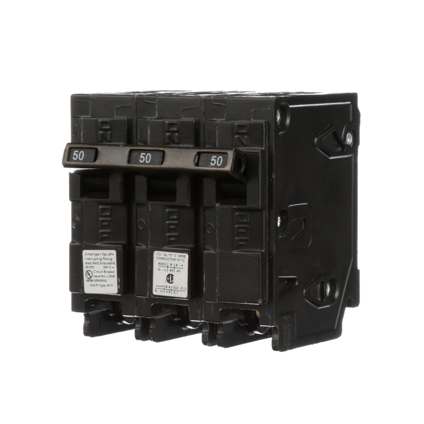 Siemens Q350H Circuit Breaker | 240V 50A 3P 22kA@240V Plug-In Q Series