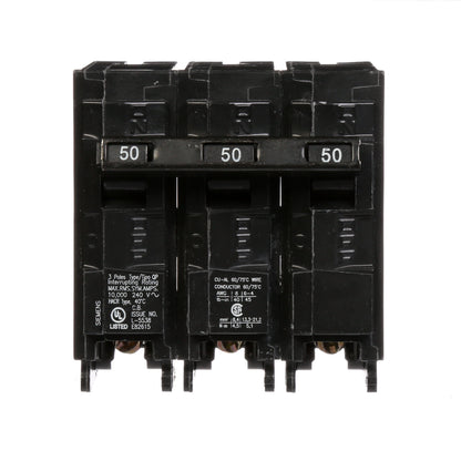 Siemens Q350 Circuit Breaker | 240V 50A 3P Plug-In 10kA@240V Q Series