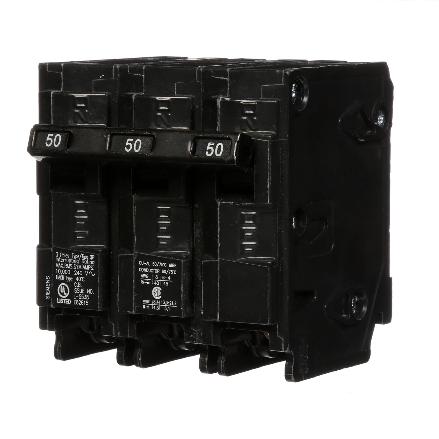 Siemens Q350 Circuit Breaker | 240V 50A 3P Plug-In 10kA@240V Q Series