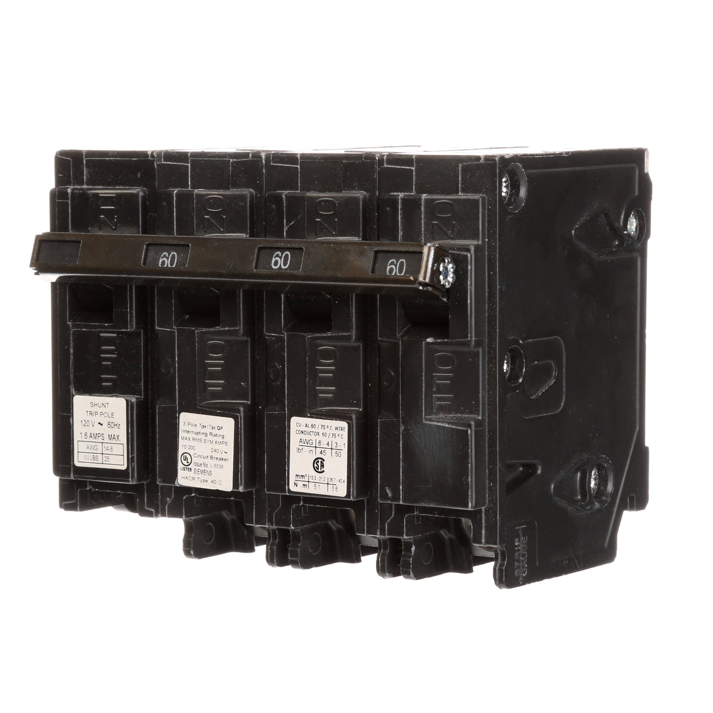 Siemens Q36000S01 Circuit Breaker | 240V 60A 3P 10kA@240V Plug-In Q Series