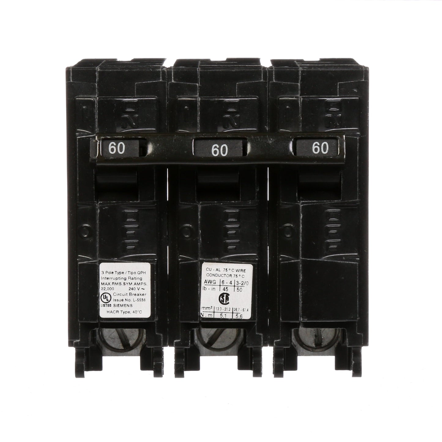 Siemens Q360H Circuit Breaker | 240V 60A 3P 22kA@240V Plug-In Q Series