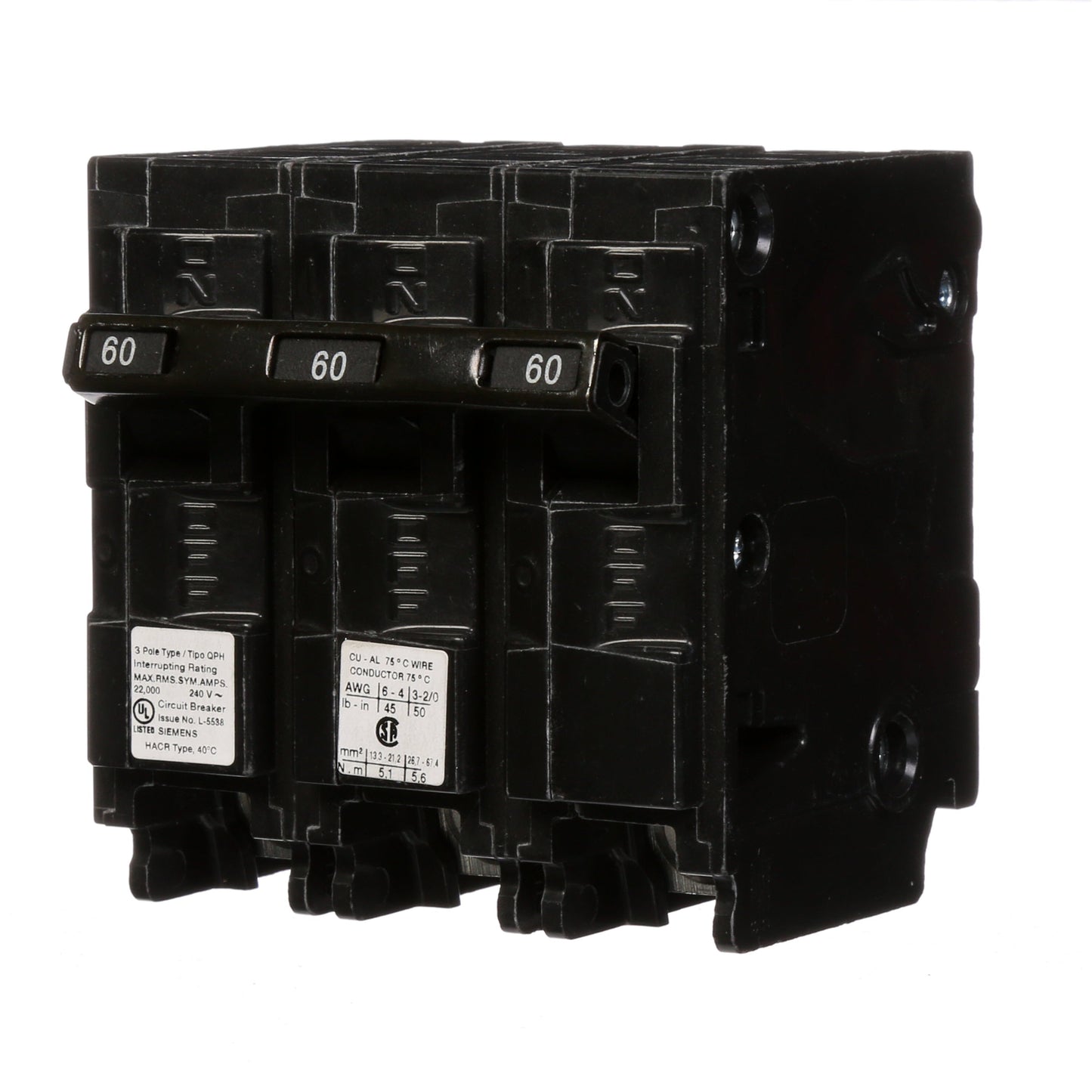 Siemens Q360H Circuit Breaker | 240V 60A 3P 22kA@240V Plug-In Q Series