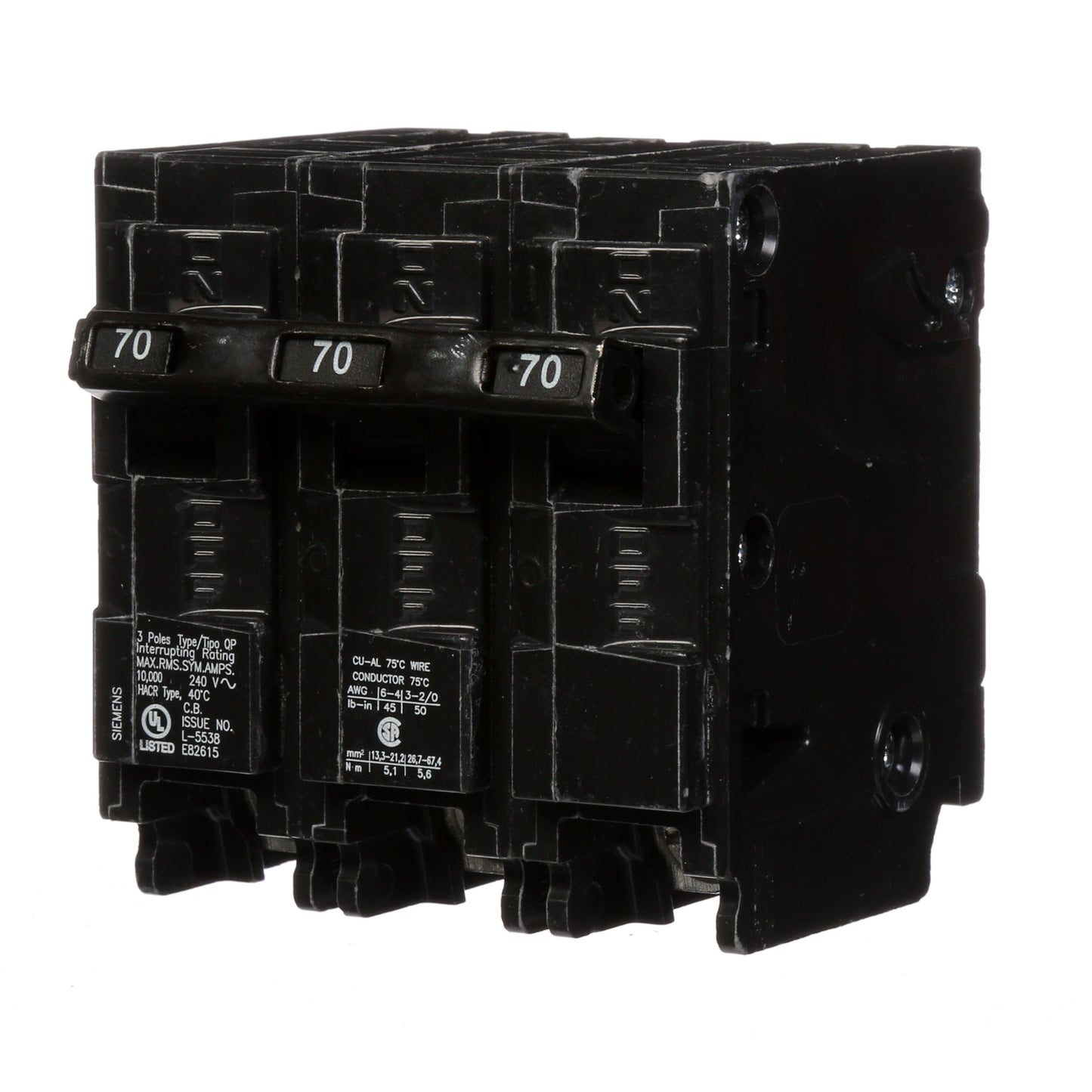Siemens Q370 Circuit Breaker | 240V 70A 3P 10kA@240V Plug-In Q Series