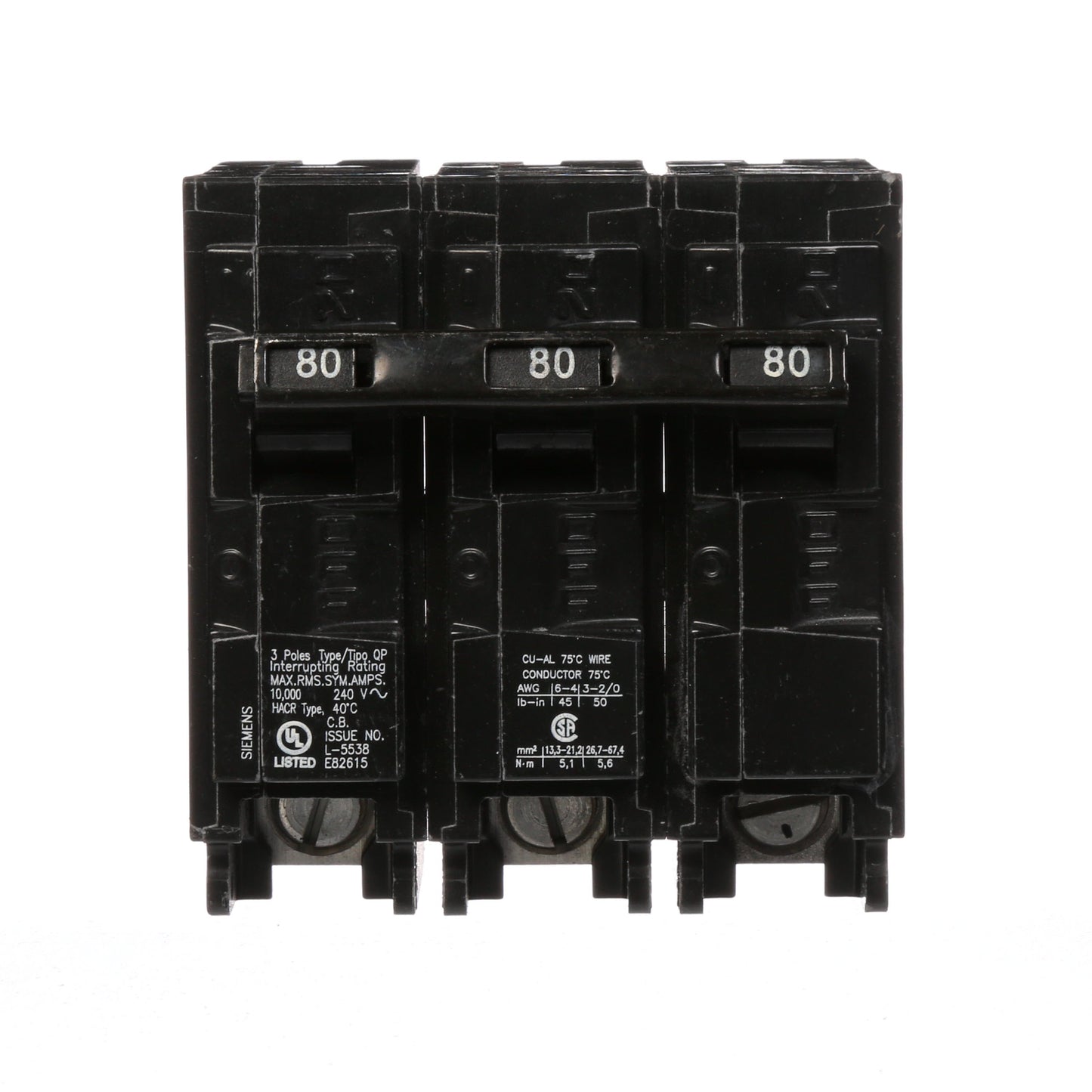 Siemens Q380 Circuit Breaker | 240V 80A 3P 10kA@240V Plug-In Q Series