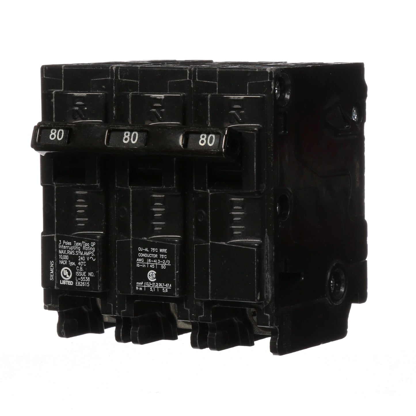 Siemens Q380 Circuit Breaker | 240V 80A 3P 10kA@240V Plug-In Q Series