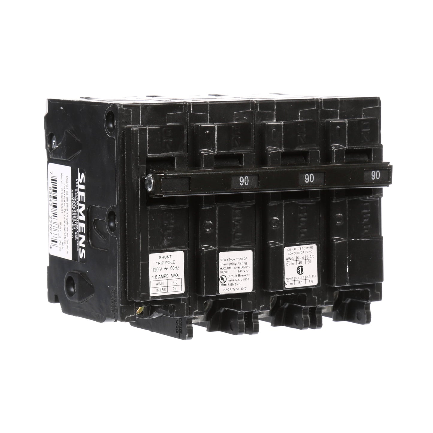 Siemens Q39000S01 Circuit Breaker | 240V 90A 3P Plug-In 10kA@240V Q Series
