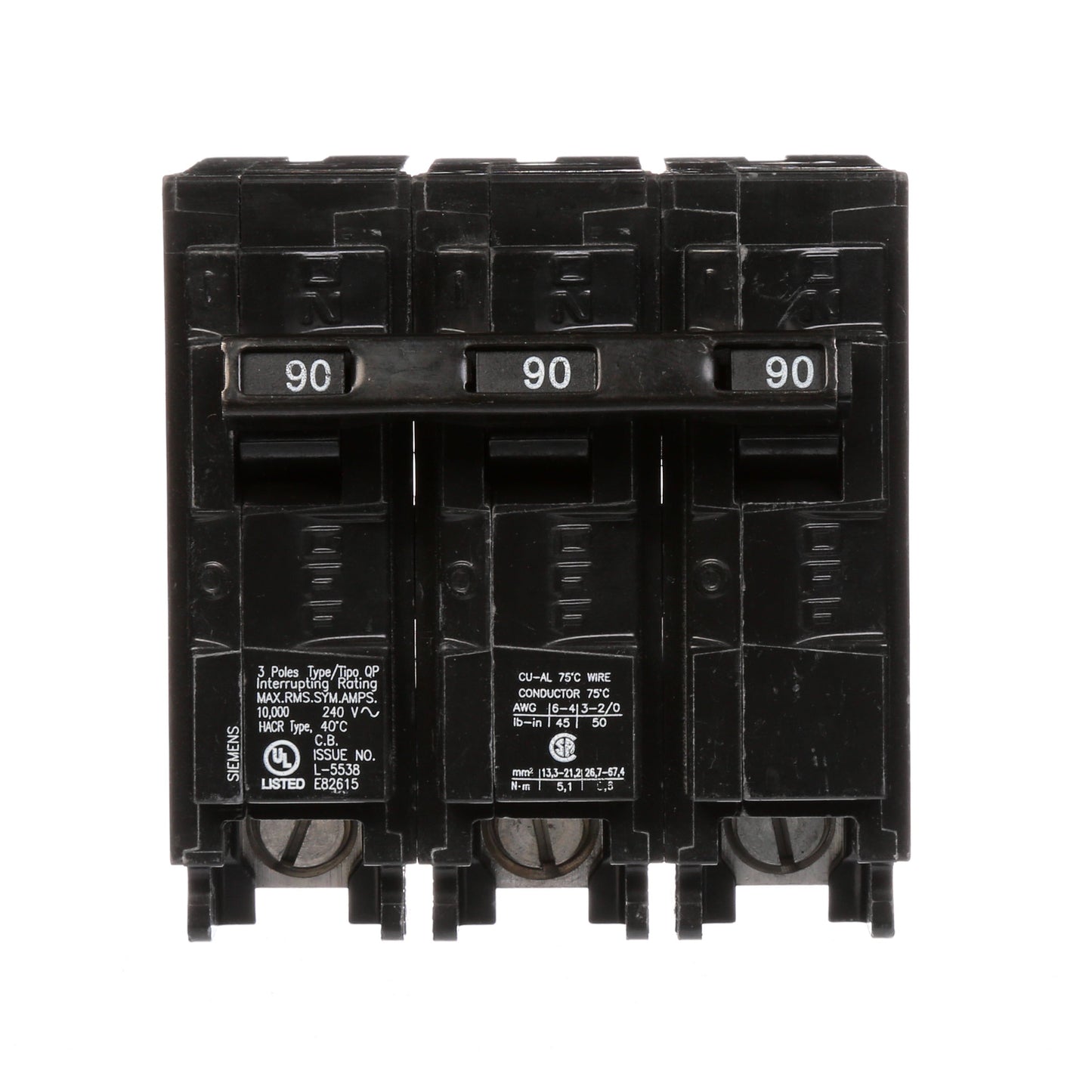 Siemens Q390 Circuit Breaker | 240V 90A 3P 10kA@240V Plug-In Q Series
