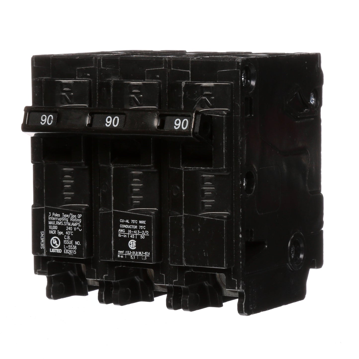 Siemens Q390 Circuit Breaker | 240V 90A 3P 10kA@240V Plug-In Q Series
