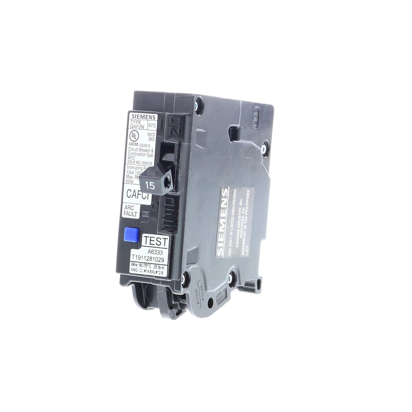 QA115AFCN - Siemens Plug-In 120V 15A 1 pole circuit breaker 10kA@120V - Essential Electric Supply