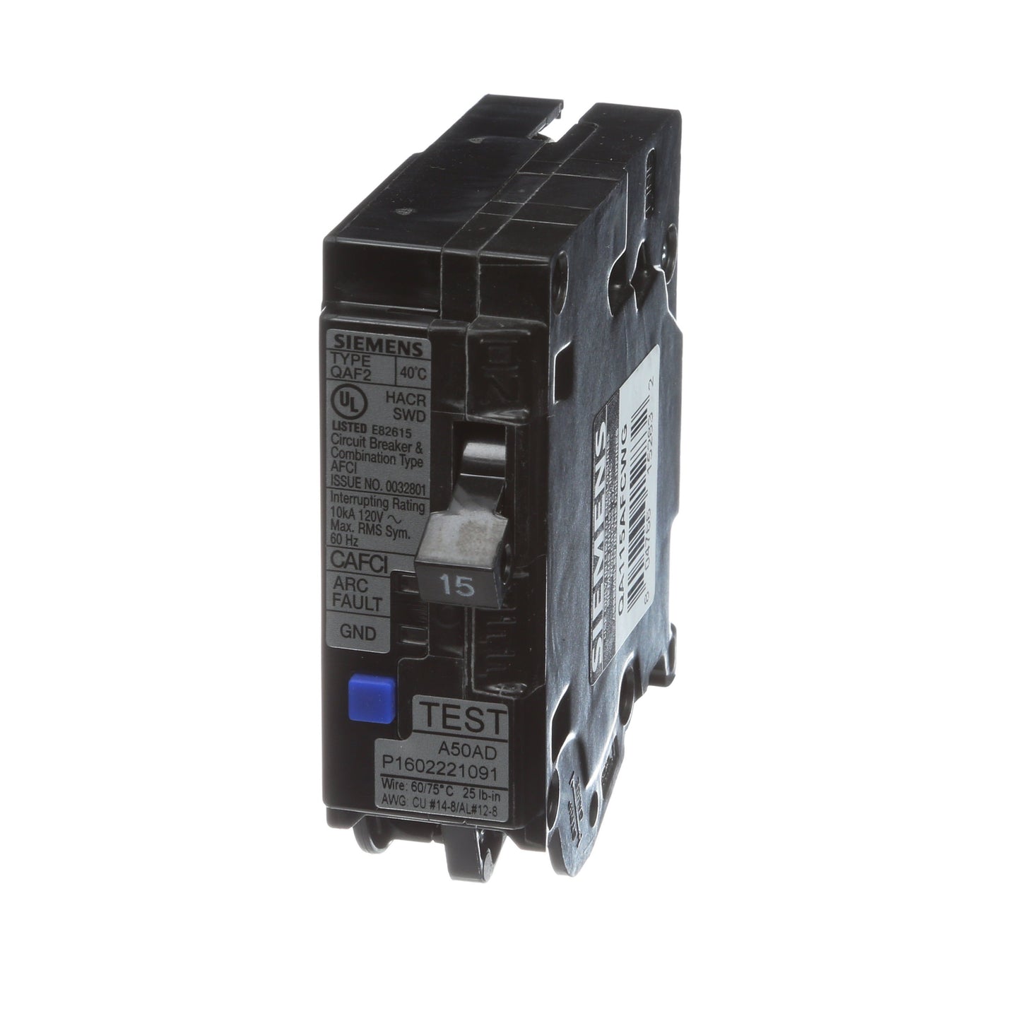 Siemens QA115AFCWG Circuit Breaker | Q Series QAF2 120V 15A