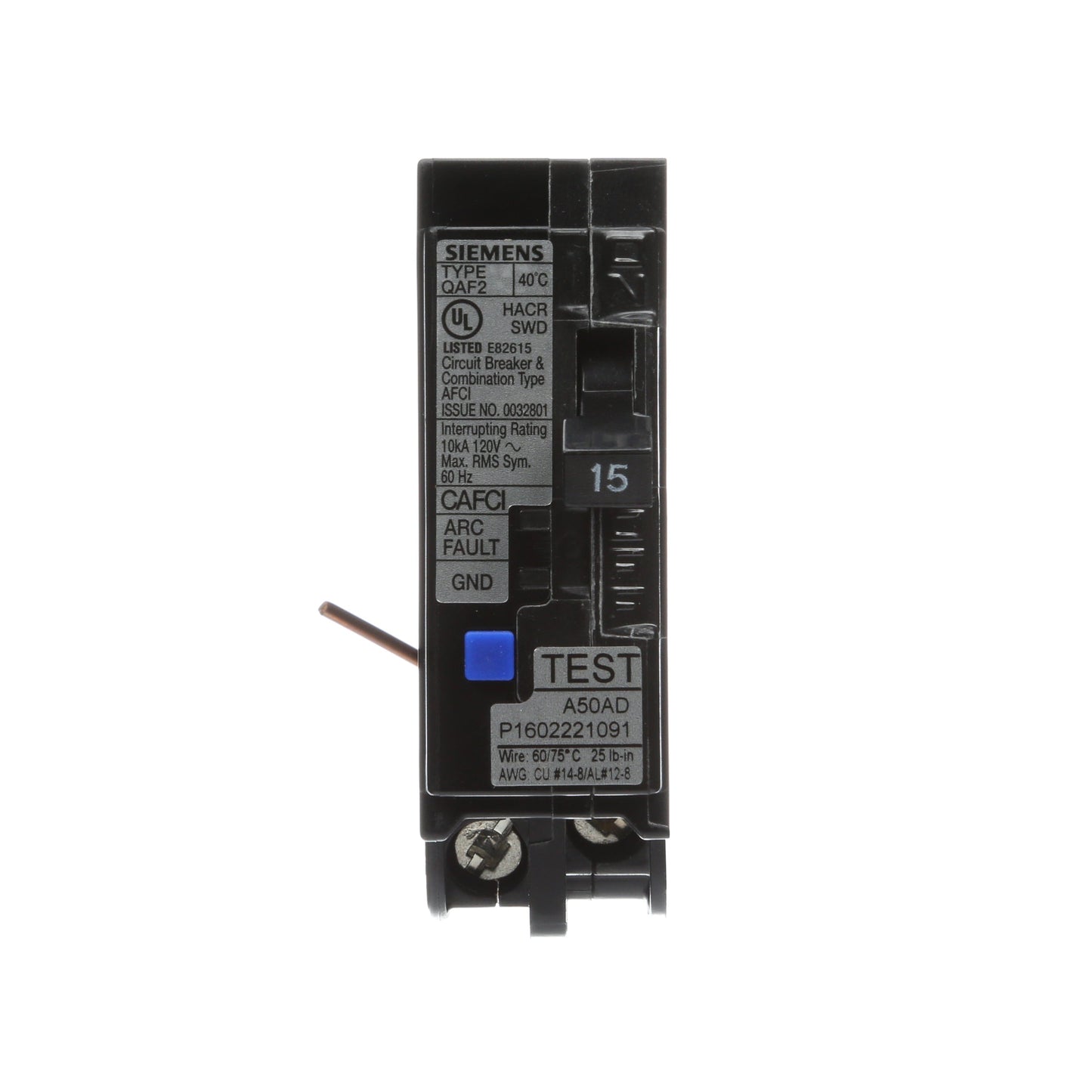 Siemens QA115AFCWG Circuit Breaker | Q Series QAF2 120V 15A