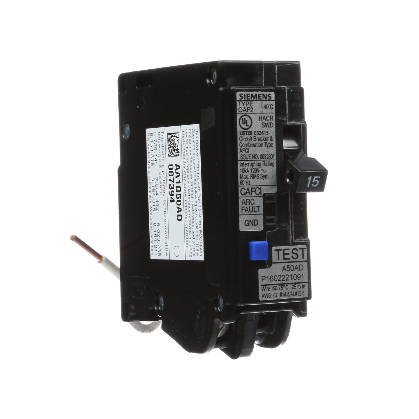 Siemens QA115AFCWG Circuit Breaker | Q Series QAF2 120V 15A