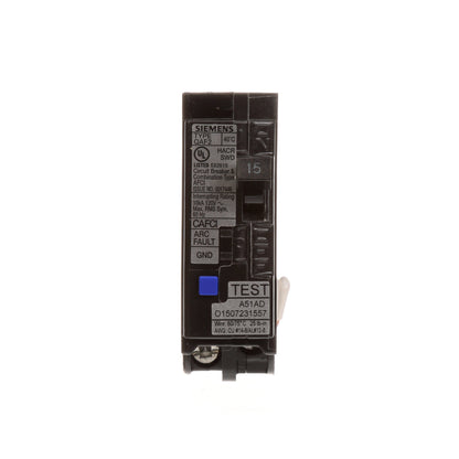 Siemens QA115AFC Circuit Breaker | 120V 15A 1P Bolt-On 10kA@120V Q Series
