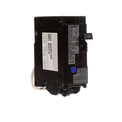 Siemens QA120AFC Circuit Breaker | 120V 20A 1P 10kA@120V Plug-In Q Series