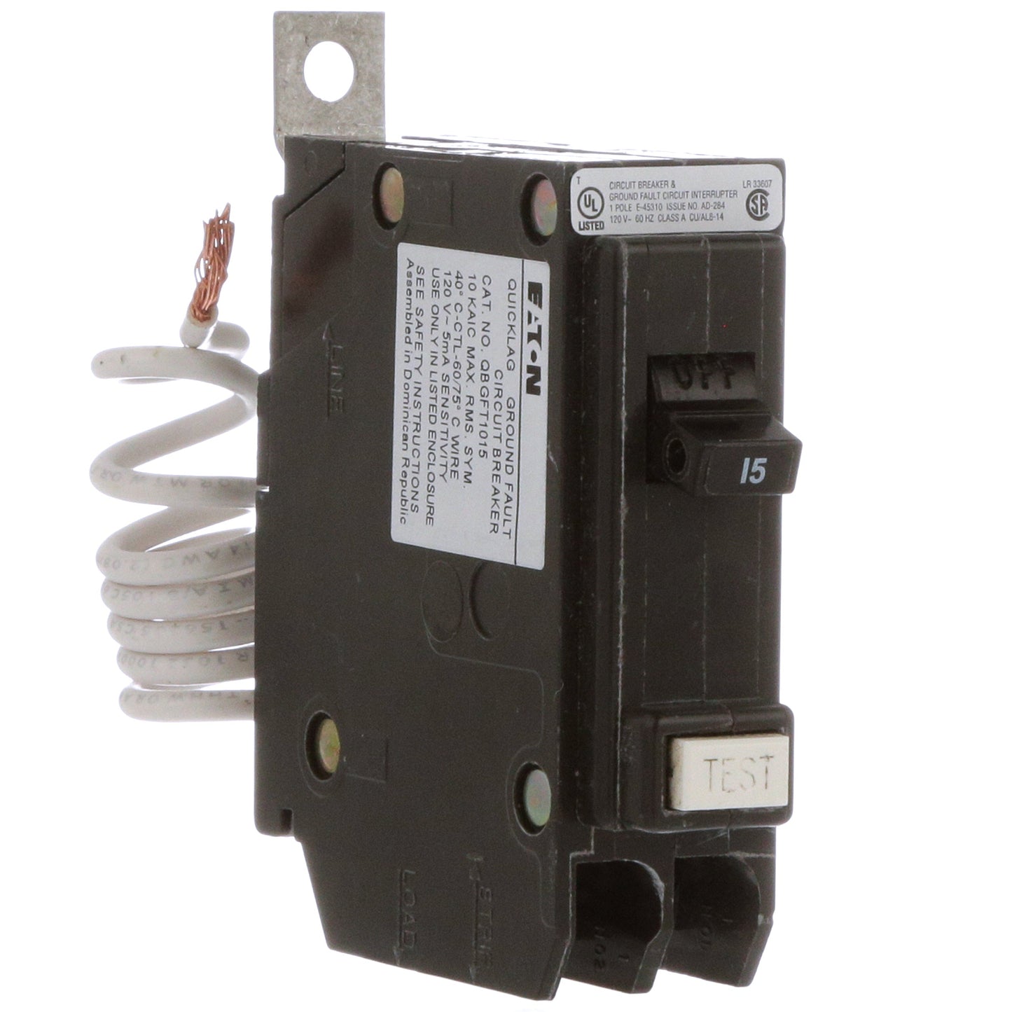 Eaton QBGFT1015 Circuit Breaker | 120V 15A 1P 10kA@120V Bolt-On QUICKLAG