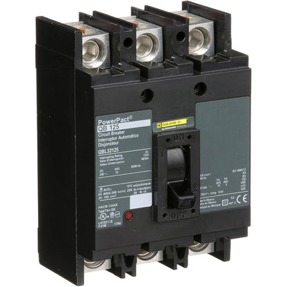 Square D QBL32125 Circuit Breaker | 240V 125A 3P 10kA@240V Feed-Thru Powerpact
