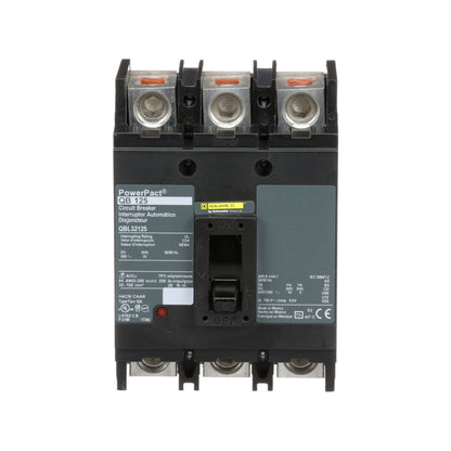 Square D QBL32125 Circuit Breaker | 240V 125A 3P 10kA@240V Feed-Thru Powerpact