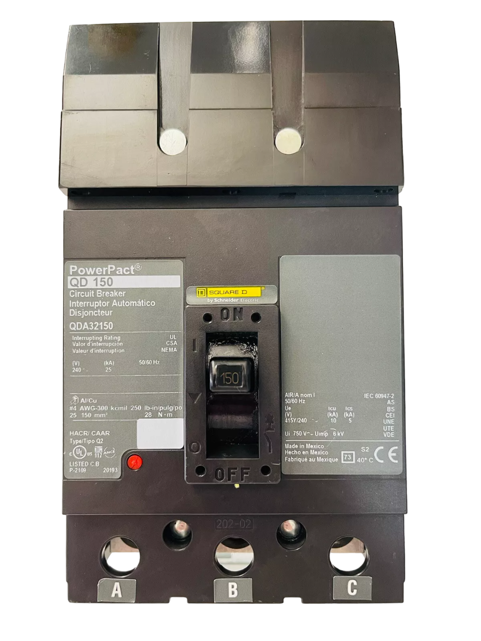 Square D QDA32150 Circuit Breaker | 240V 150A 3P 25kA@240V I-Line