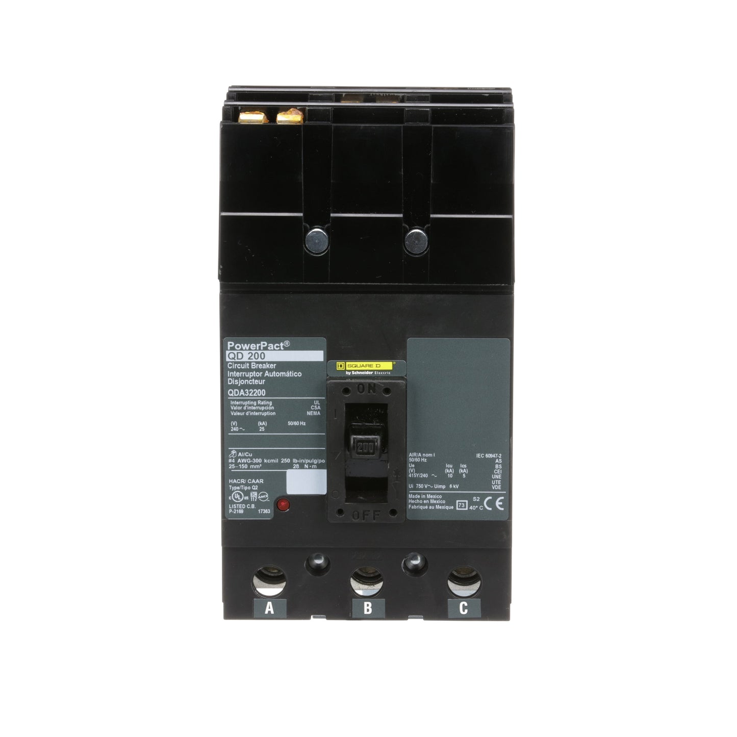 Square D QDA32200 Circuit Breaker | 240V 200A 3P 25kA@240V Plug In Panelboard I-Line