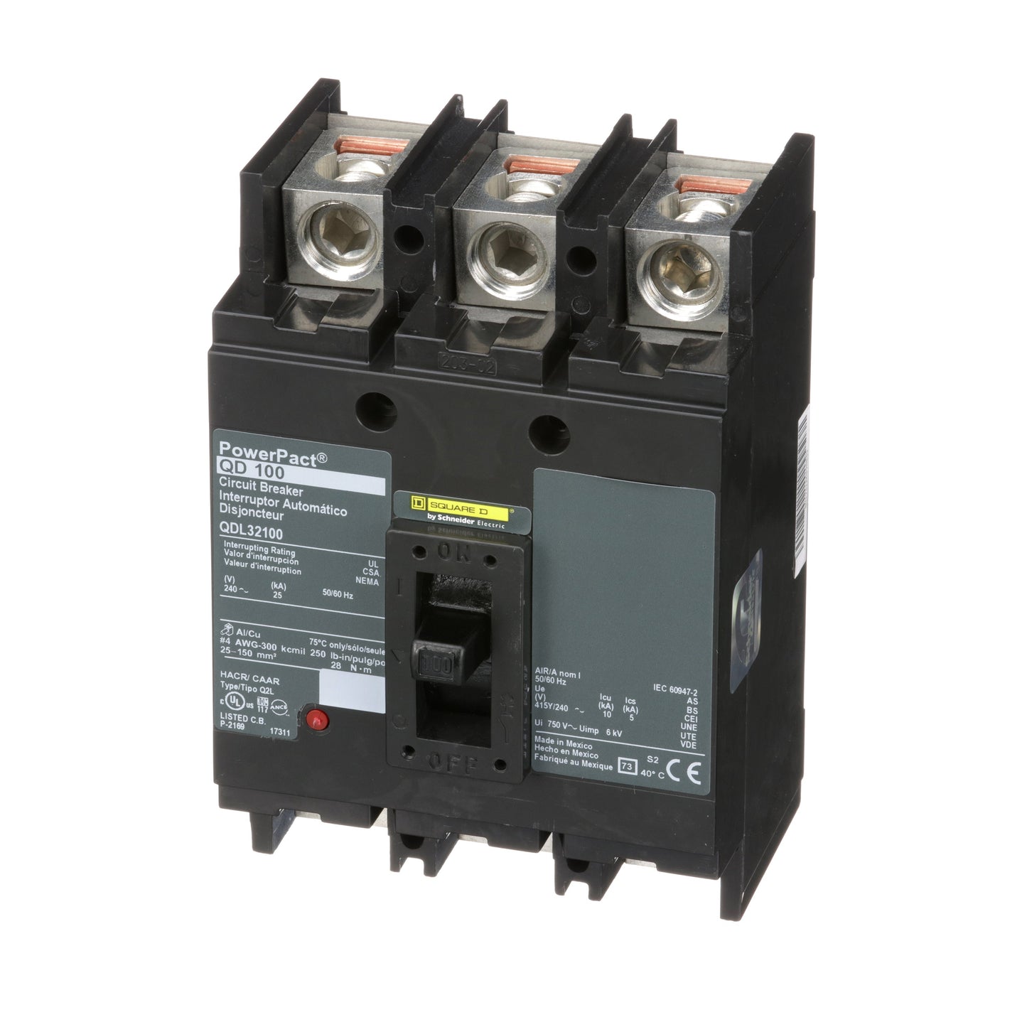 Square D QDL32100 Circuit Breaker | Powerpact QDL 240V 100A