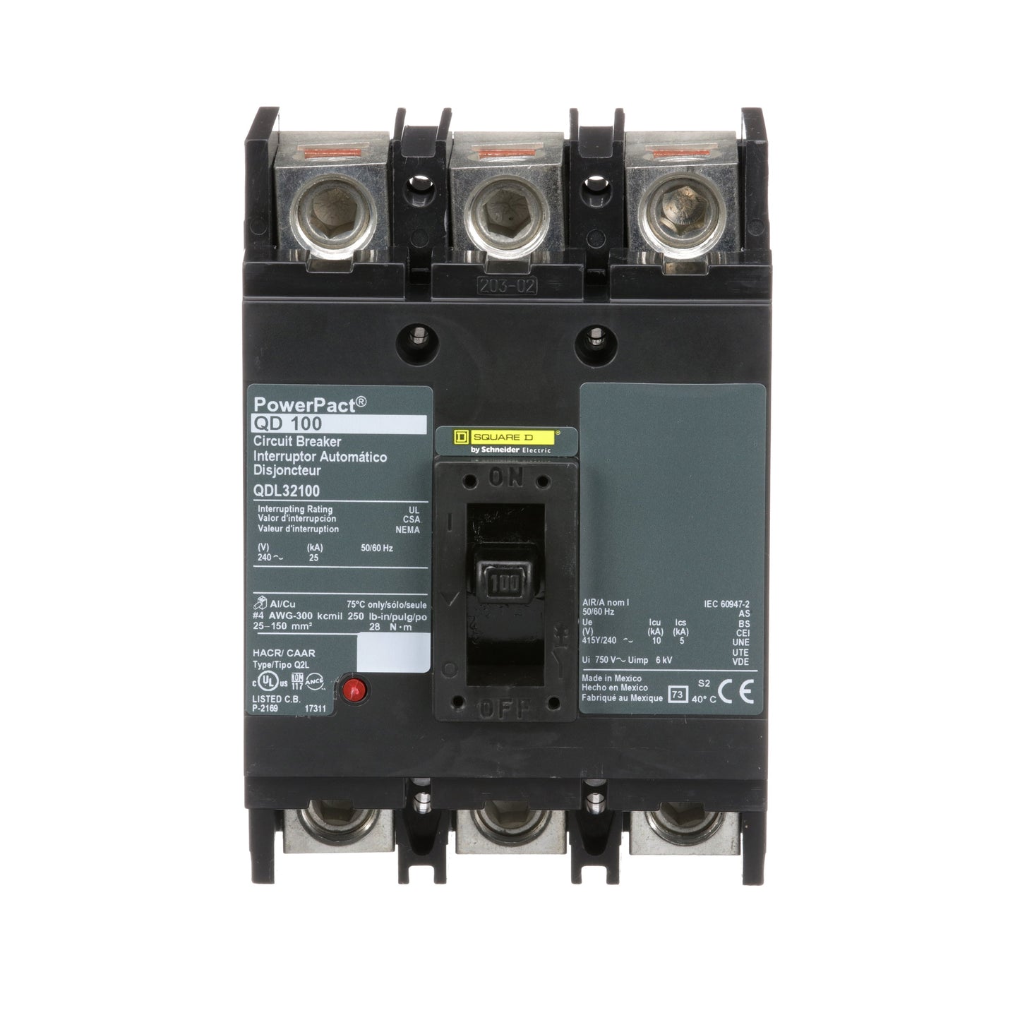 Square D QDL32100 Circuit Breaker | Powerpact QDL 240V 100A