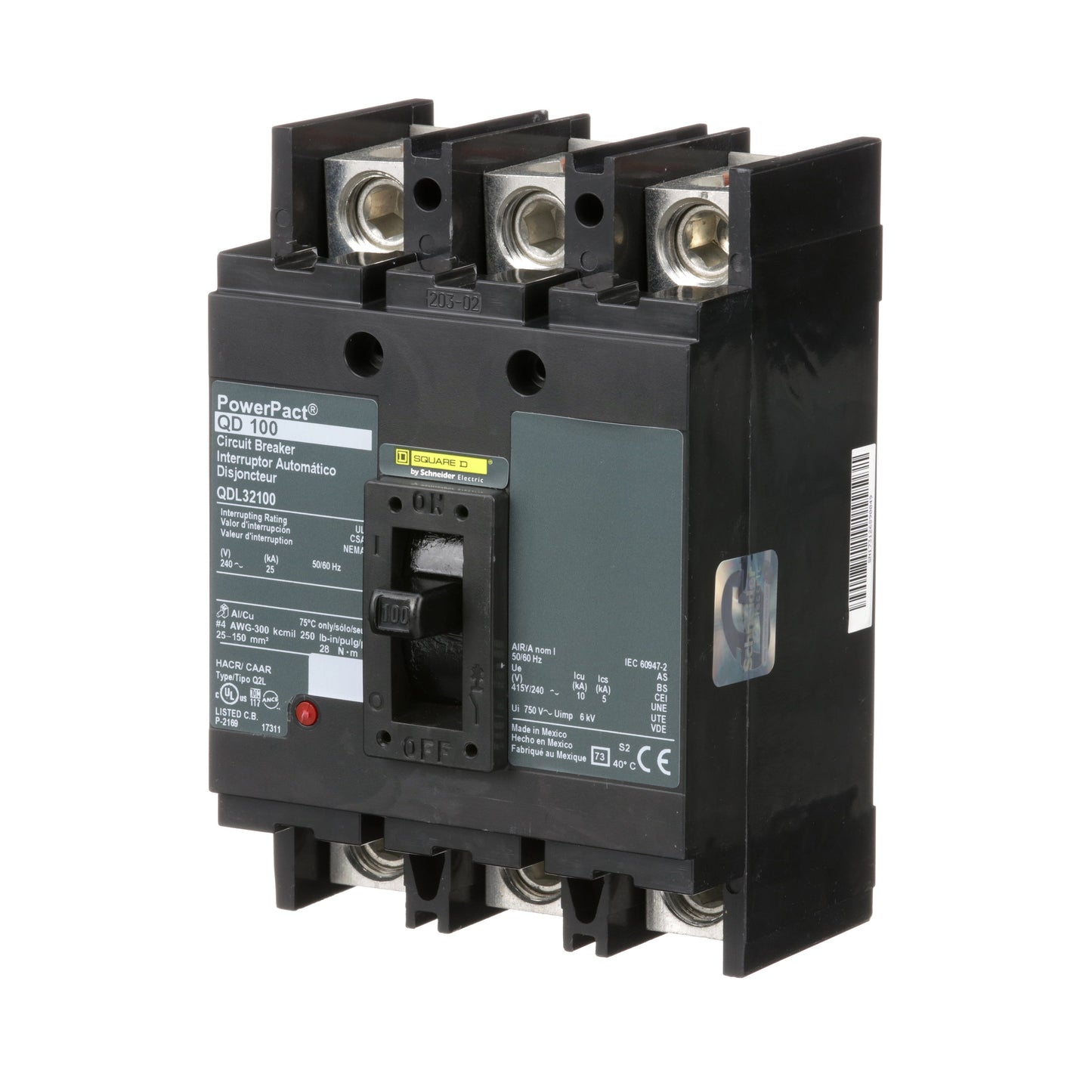 Square D QDL32100 Circuit Breaker | Powerpact QDL 240V 100A