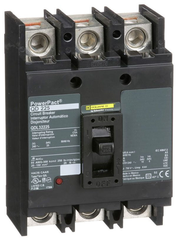 QDL32225 - Schneider Electric/ Square D Feed-Thru 225 Amp 3 Pole Circuit Breaker - Essential Electric Supply