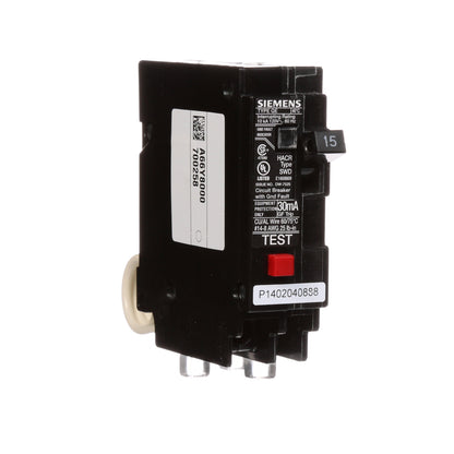 Siemens QE115 Circuit Breaker | 240V 15A 1 Pole 10kA@120V Plug-In Q Series