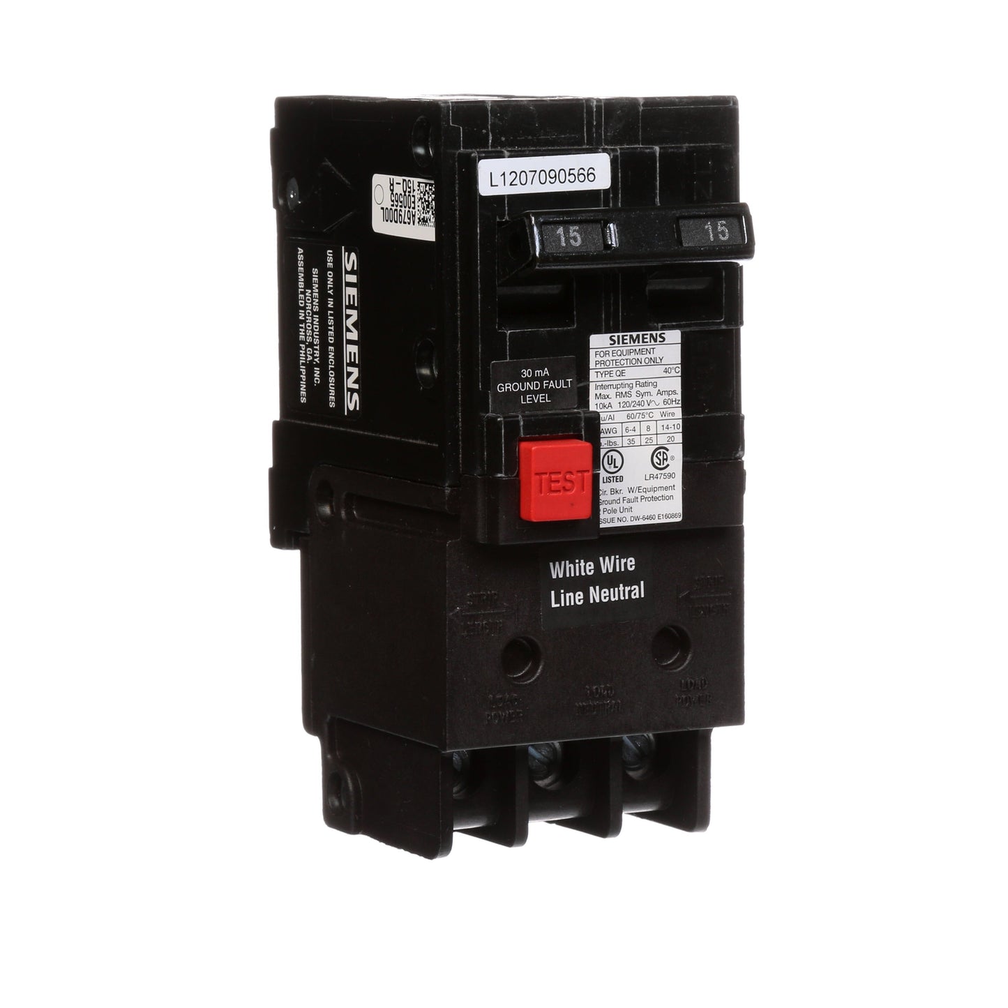 Siemens QE215 Circuit Breaker | 240V 15A 2 Pole 10kA@240V Plug-In Q Series
