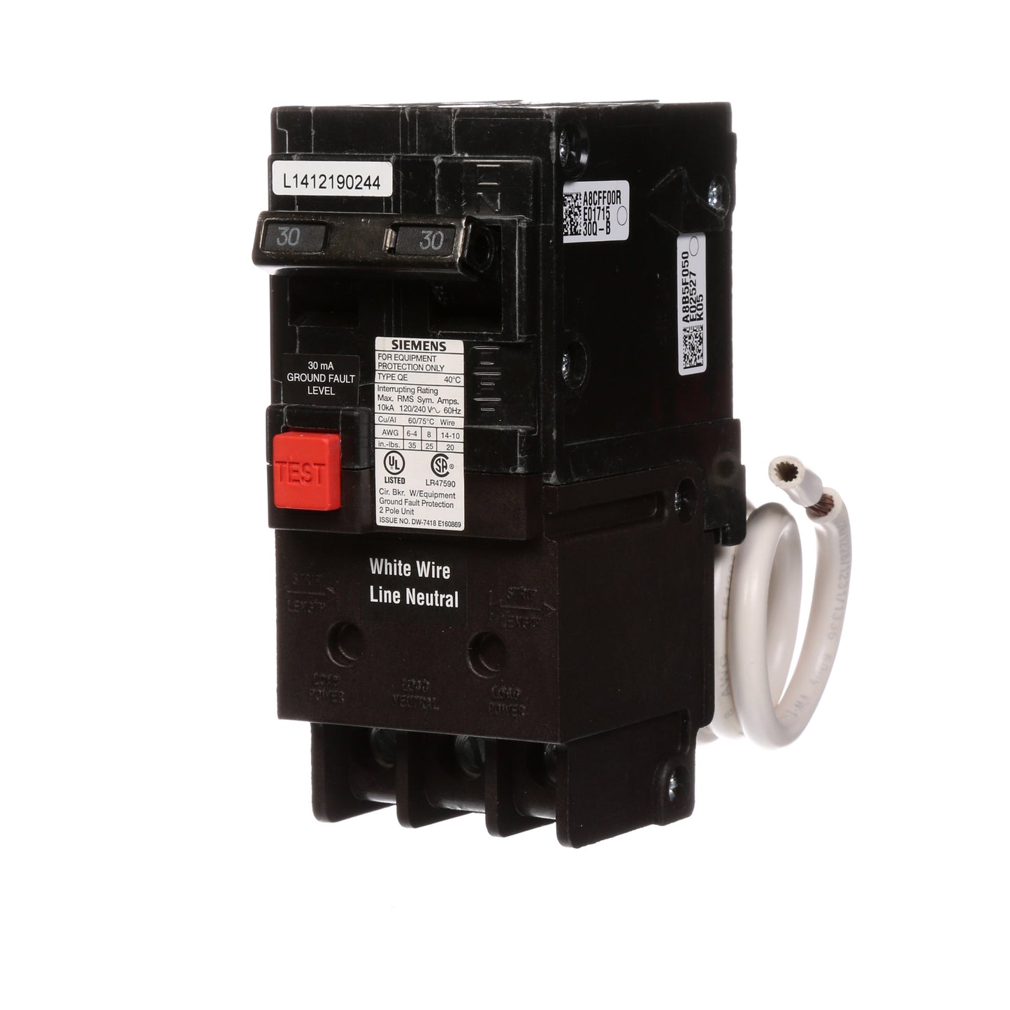 Siemens QE230 Circuit Breaker | 240V 30A 2P 10kA@240V Plug-In Q Series