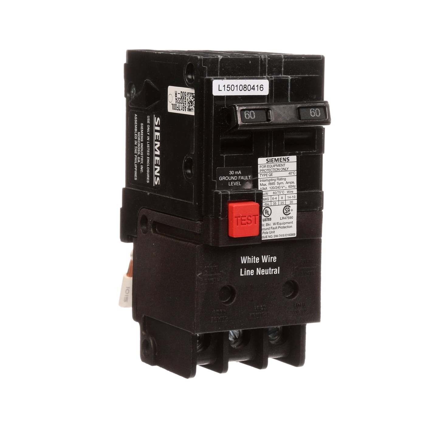 Siemens QE260 Circuit Breaker | 240V 60A 2P 10kA@240V Plug-In Q Series