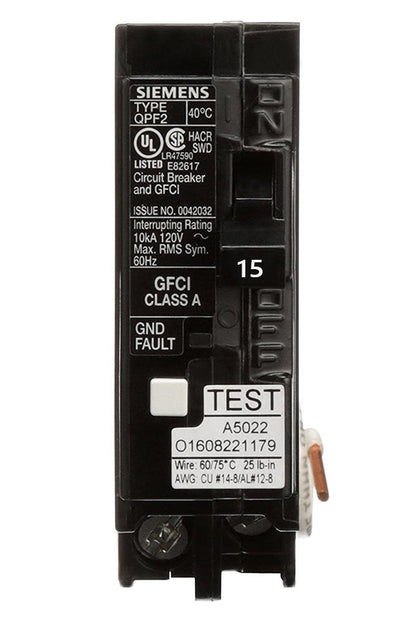 Siemens QF115A Circuit Breaker | 120V 15A 1P 10kA@120V Plug-In Q Series