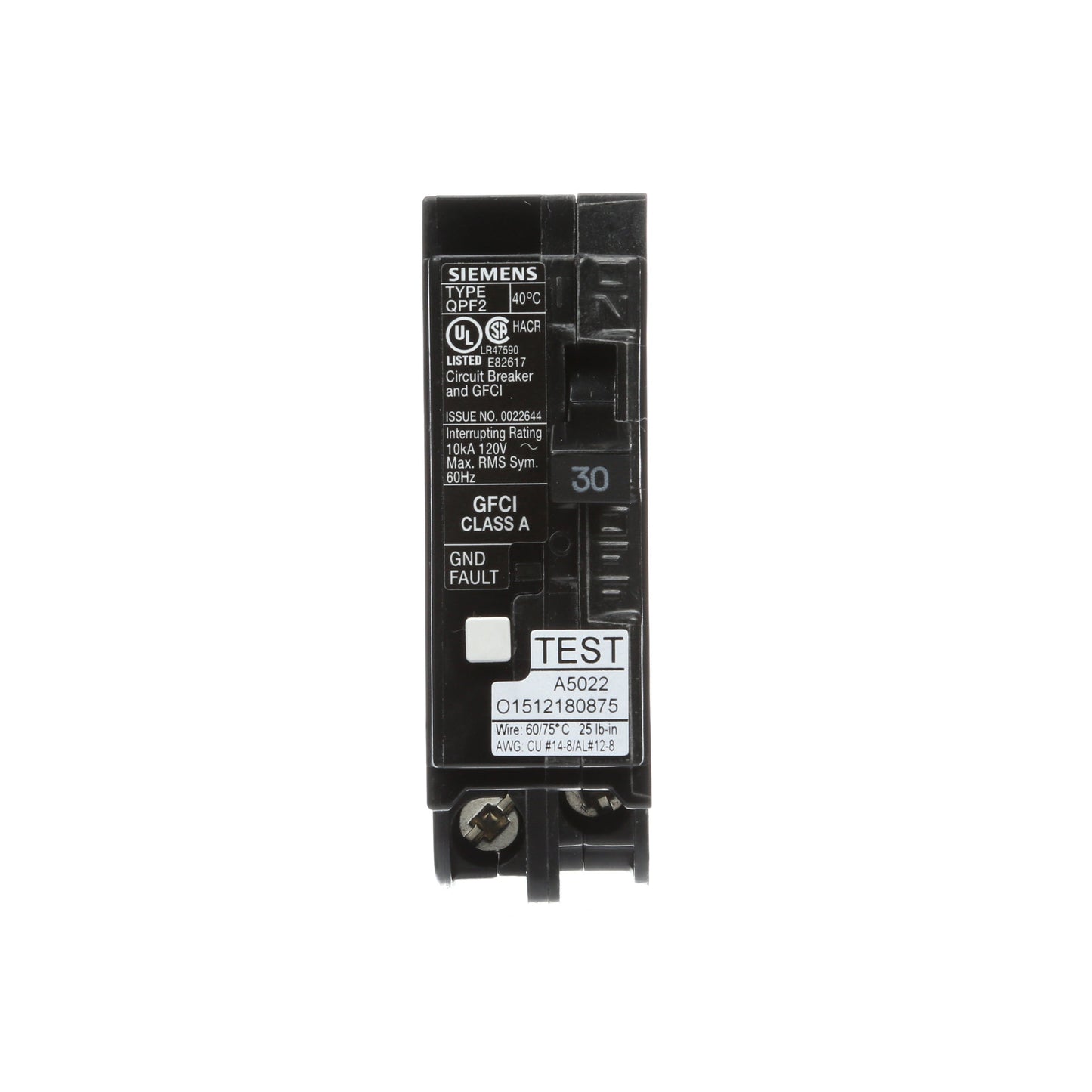 Siemens QF130A Circuit Breaker | 120V 30A 1 Pole 10kA@120V Plug-In Q Series