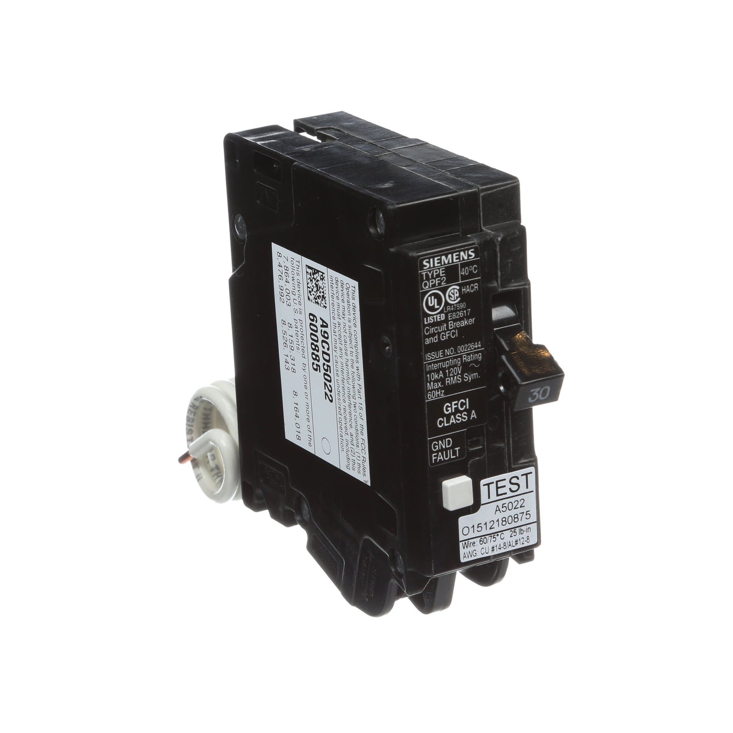 Siemens QF130A Circuit Breaker | 120V 30A 1 Pole 10kA@120V Plug-In Q Series
