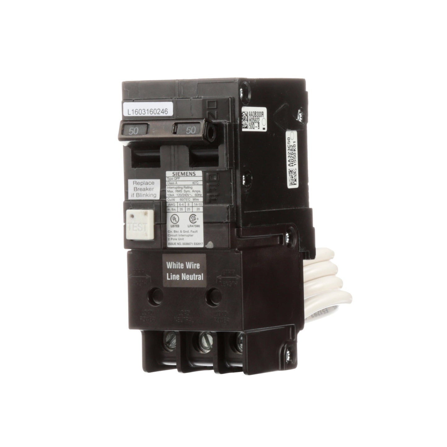 Siemens QF250A Circuit Breaker | 120/240V 50A 2P Plug-In 10kA@240V Q Series