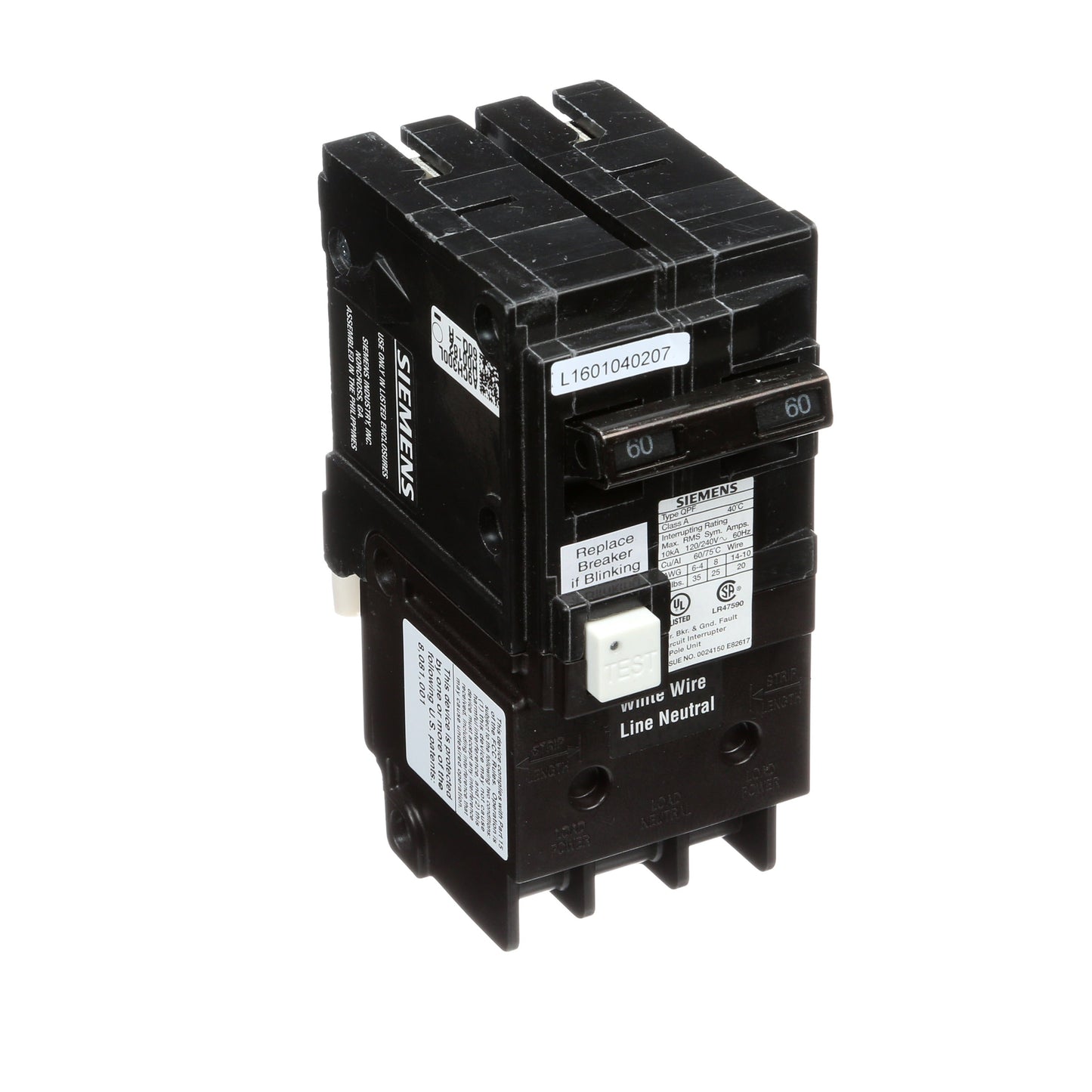 Siemens QF260A Circuit Breaker | 120/240V 60A 2P 10kA@240V Plug-In Q Series