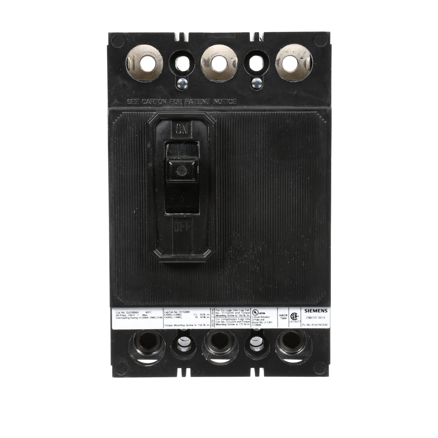 Siemens QJ23B060 Molded Case Circuit Breaker | 240V 60A 3P 10kA@240V QJ2