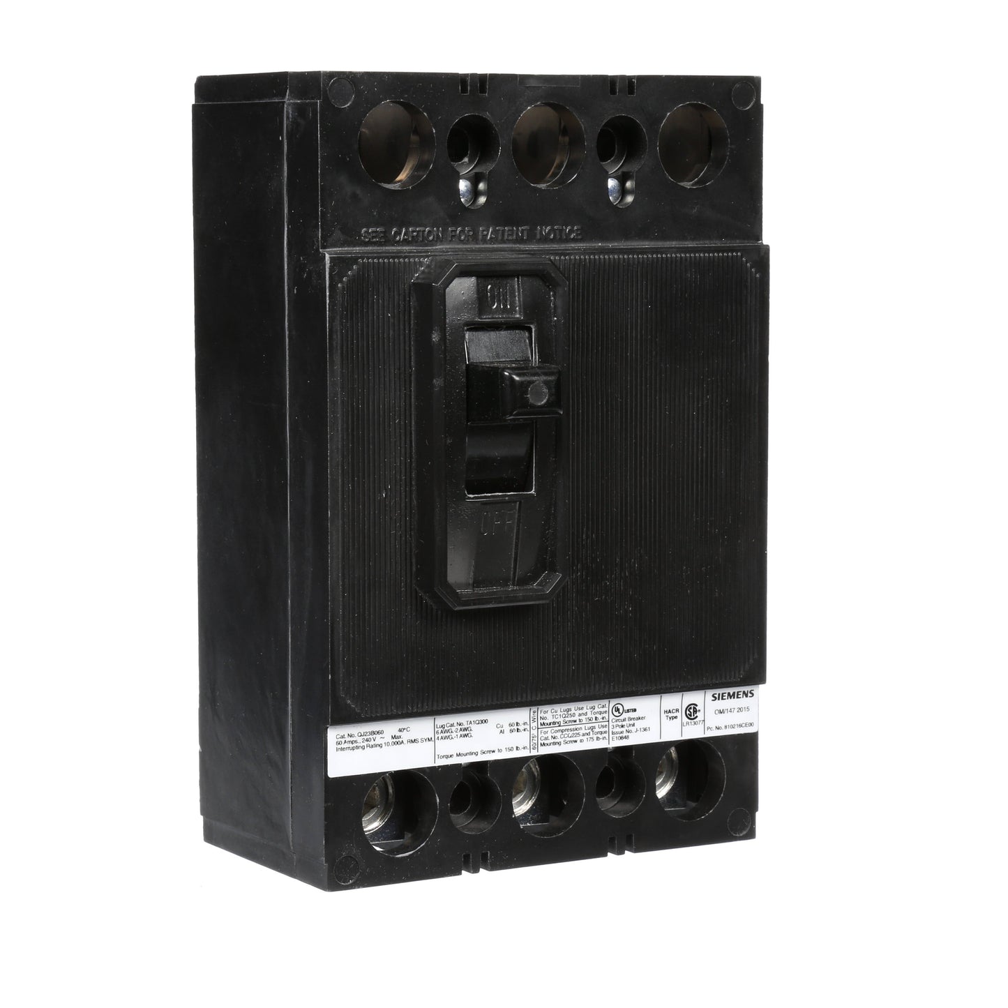 Siemens QJ23B060 Molded Case Circuit Breaker | 240V 60A 3P 10kA@240V QJ2