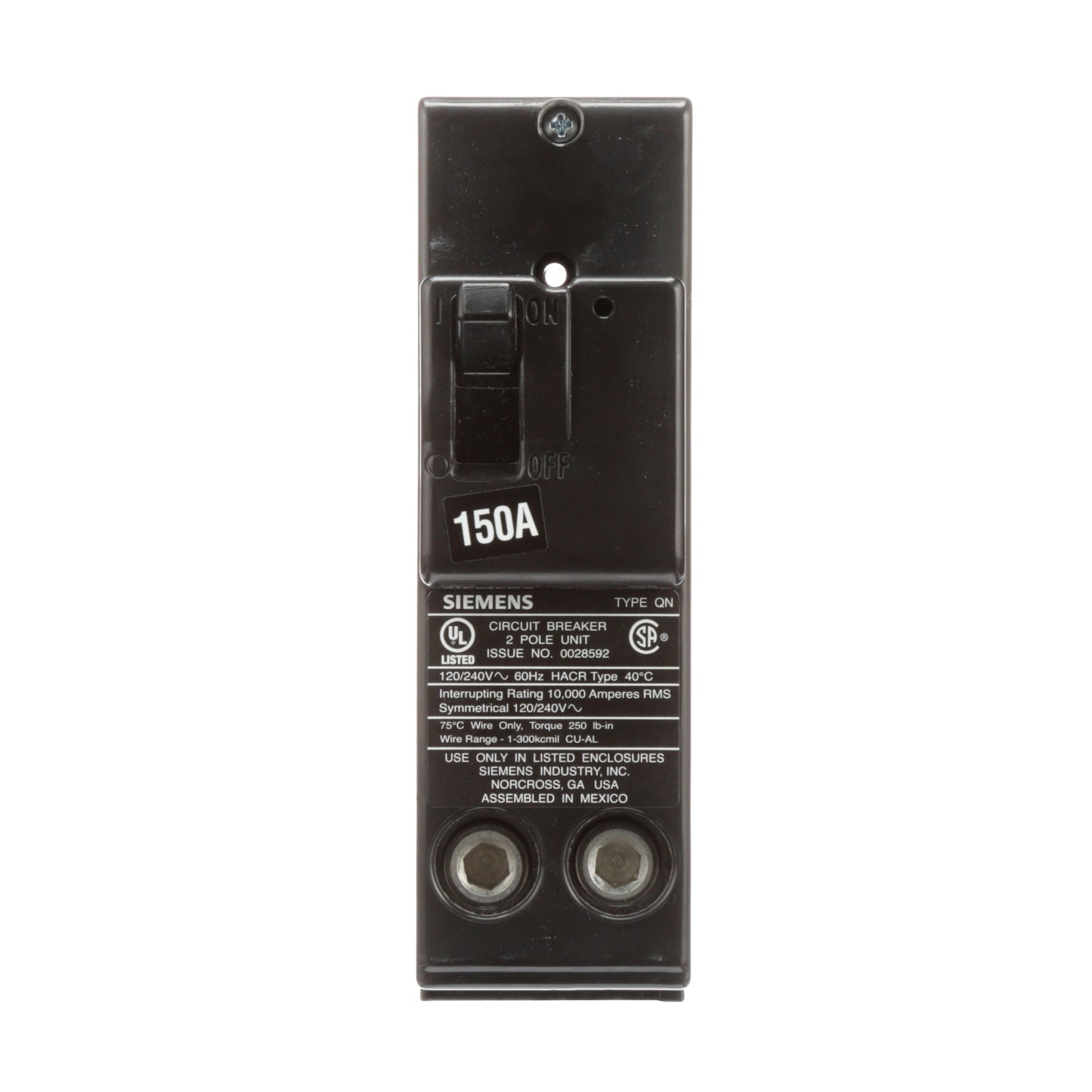 Siemens QN2150 Circuit Breaker | 240V 150A 2P 10kA@240V Q Series