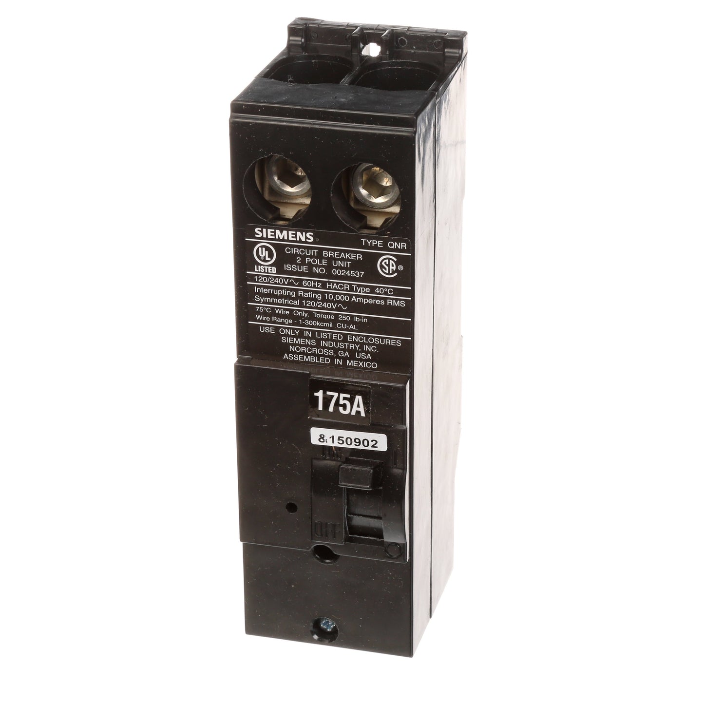 Siemens QN2175R Circuit Breaker | 240V 175A 2P 10kA@240V Plug-In Q Series
