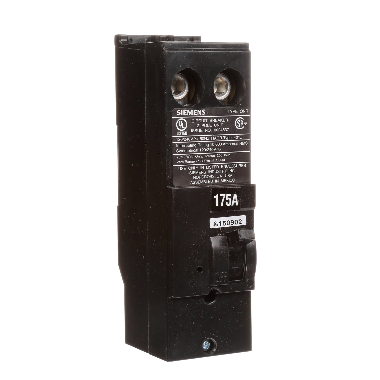 Siemens QN2175R Circuit Breaker | 240V 175A 2P 10kA@240V Plug-In Q Series