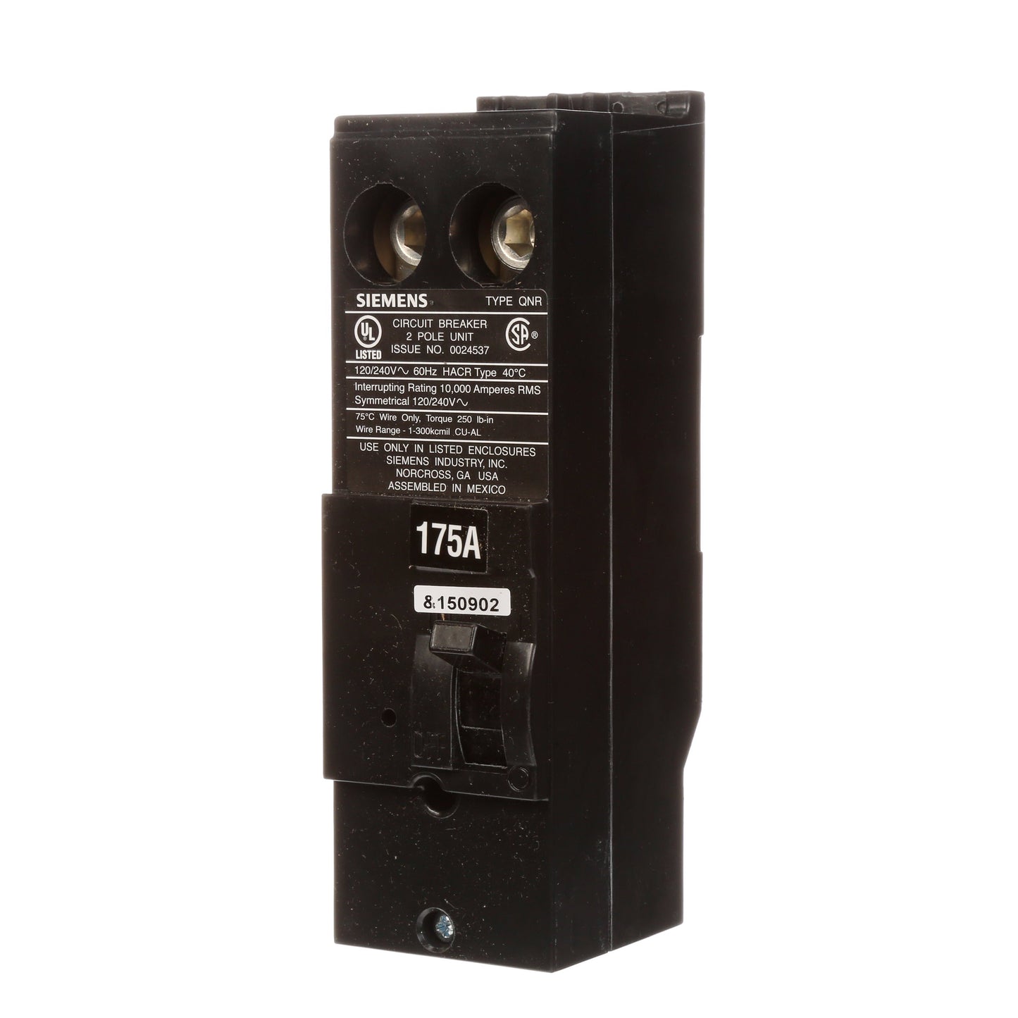 Siemens QN2175R Circuit Breaker | 240V 175A 2P 10kA@240V Plug-In Q Series