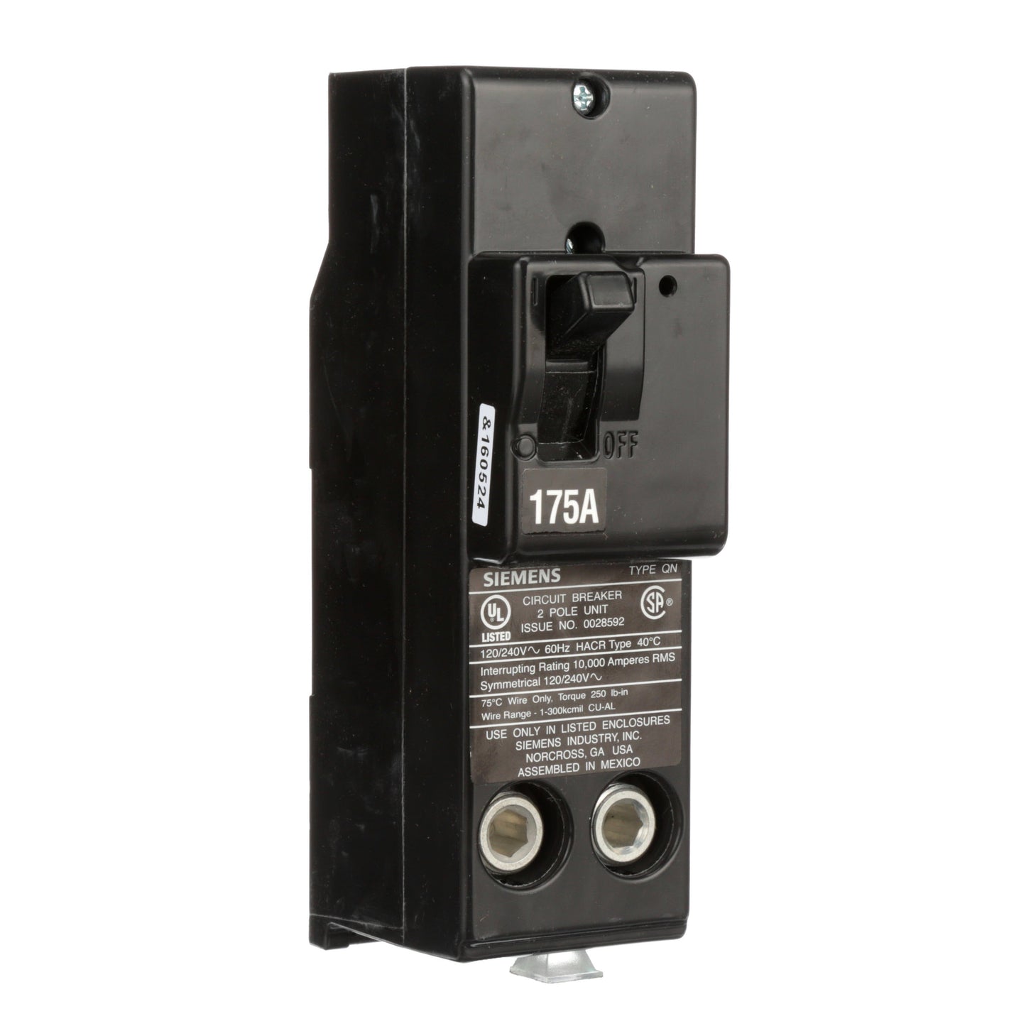 Siemens QN2175 Circuit Breaker | 240V 175A 2P 10kA@240V Plug-In Q Series