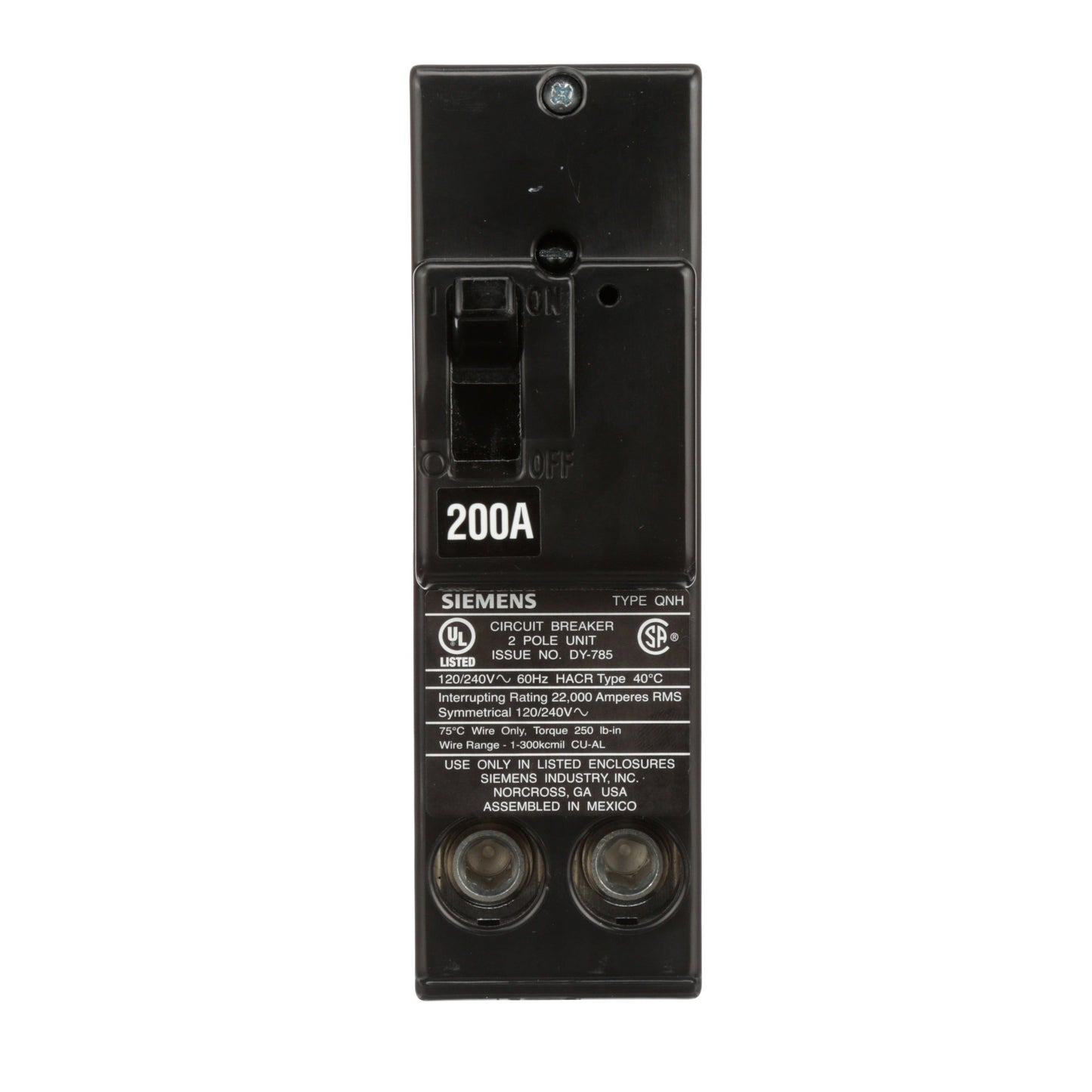 Siemens QN2200H Circuit Breaker | 240V 200A 2P 22kA@240V Plug-In Q Series