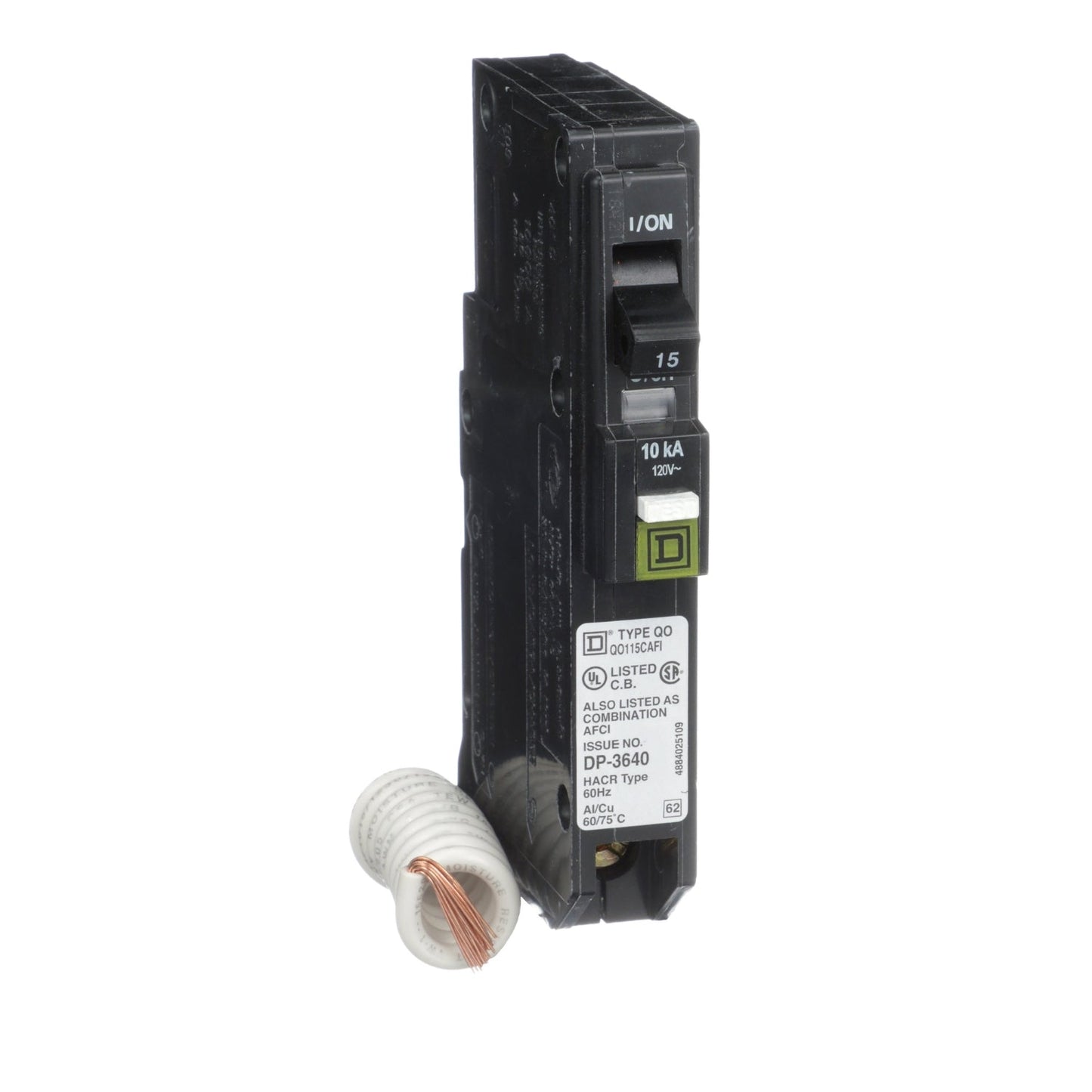 QO115CAFIC - Square D Plug-In 120V 15A 1 pole circuit breaker 10kA@120V - Essential Electric Supply