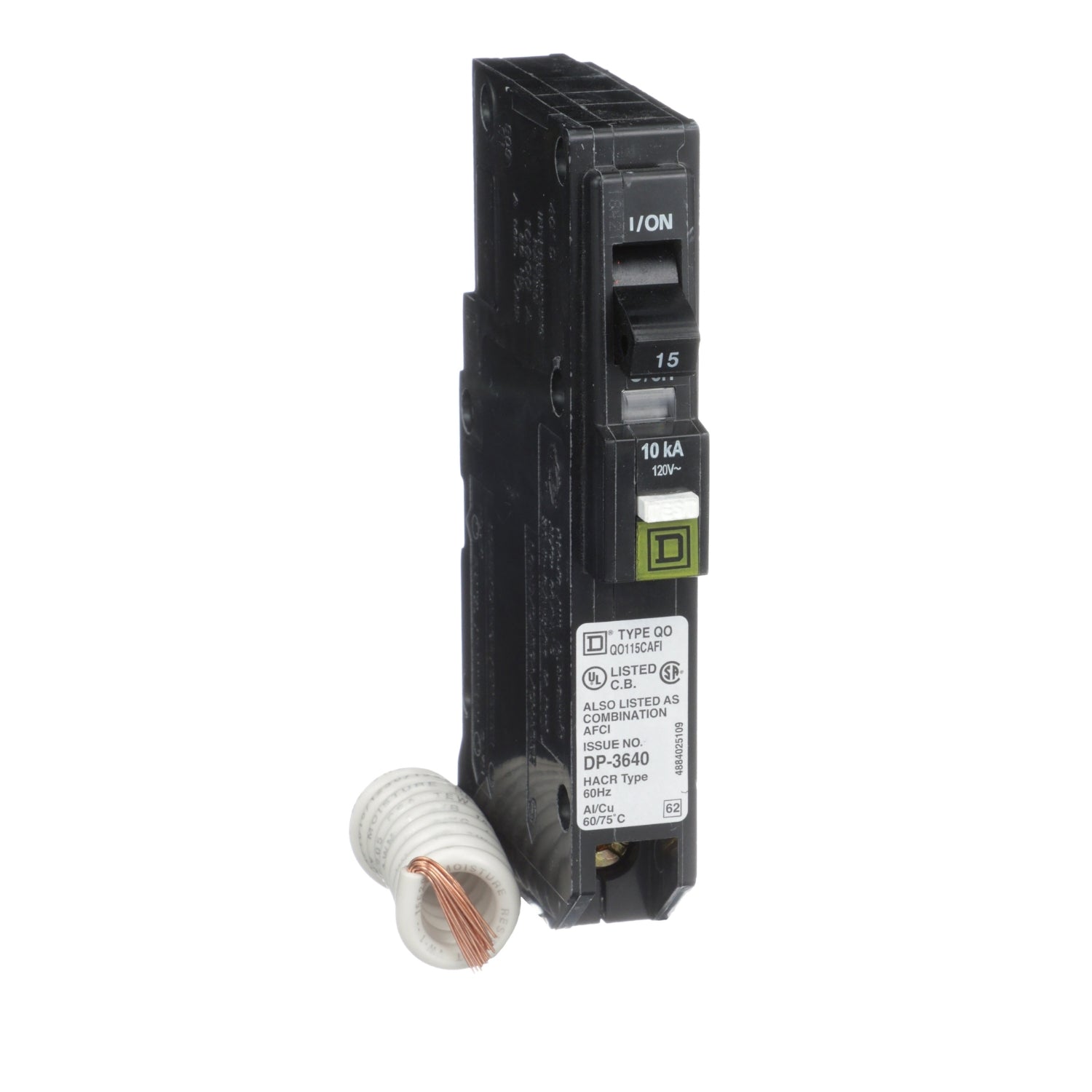 QO115CAFIC - Square D Plug-In 120V 15A 1 pole circuit breaker 10kA@120V - Essential Electric Supply